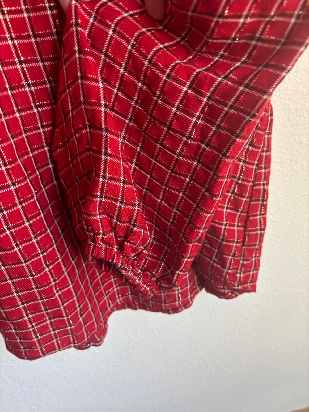 LOFT Flowy Red Plaid Blouse Workwear Large - Picture 4 of 8